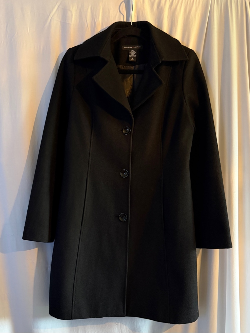 New York & Company Black Wool-Blend Pea Coat